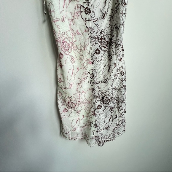 Aritzia Wilfred Lelaina Mini Dress Mauve Mousse Java Embroidered Floral Flounce - Picture 4 of 15